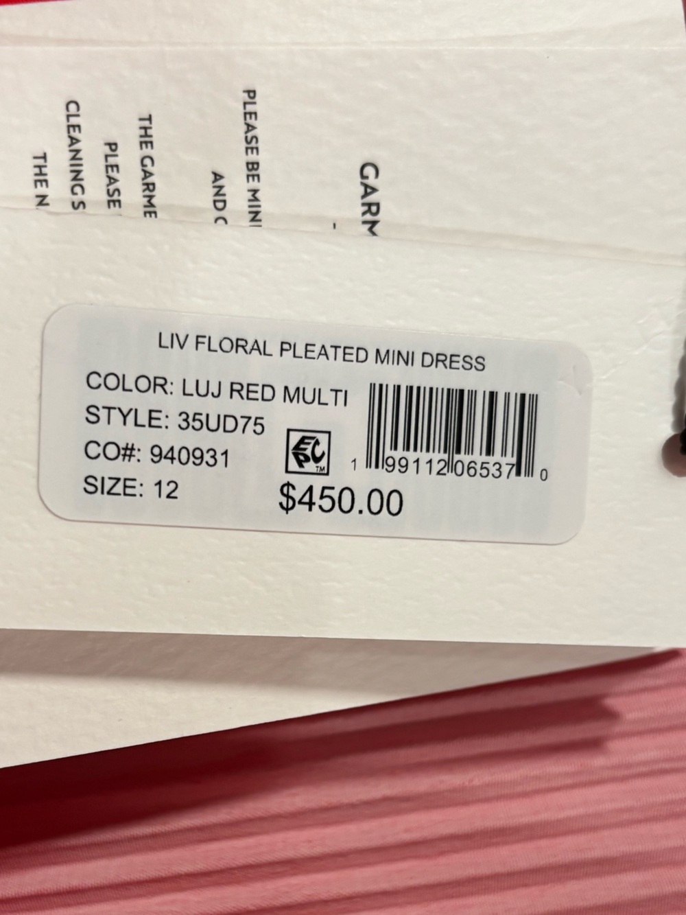 Milly Liv Pleated Floral Mini Dress NWT Red Pink Tie Waist Size 12 $450 Pleated - Picture 7 of 13